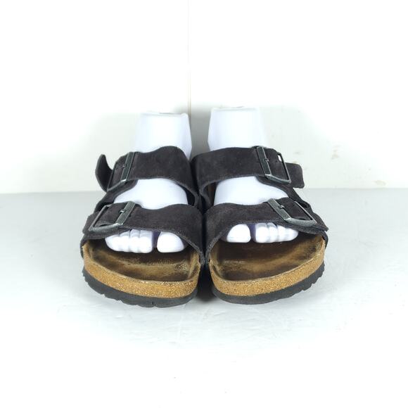 BIRKENSTOCK Arizona EU41 L10 M8 Suede Midnight Blue Soft Footbed Slide Sandals - Picture 3 of 16